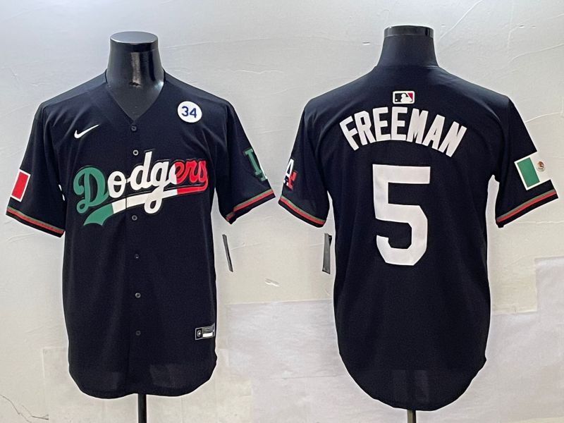 Men Los Angeles Dodgers 5 Freeman Black Mexico Nike 2025 MLB Jersey style 8